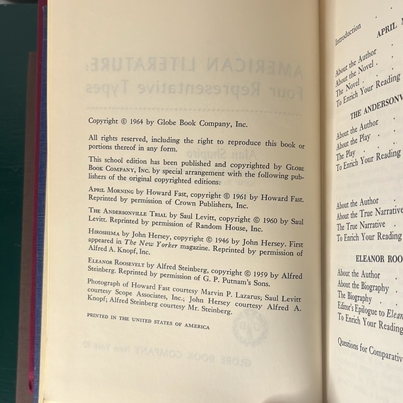 Vintage American Literature Four Representative Types Hardcover Book 1964 - Picture 8 of 15
